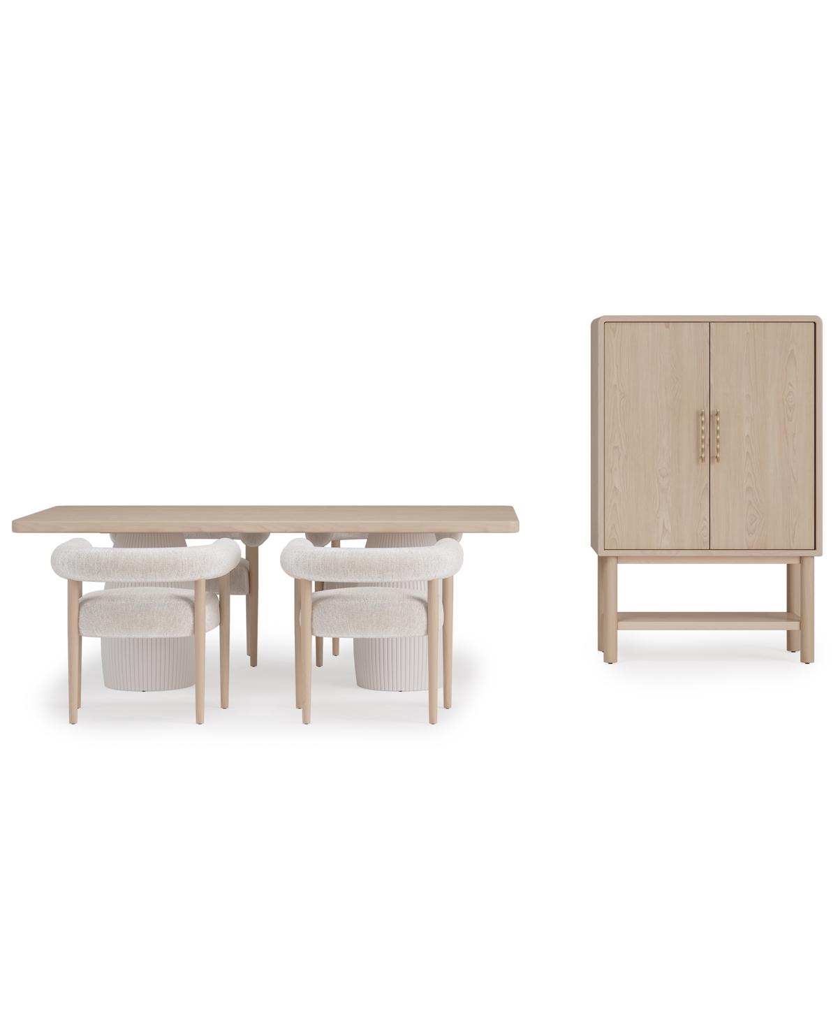 Macy's Lunare 5-pc. Dining Set (rectangular Table & 4 Rolled Back Chairs) In No Color