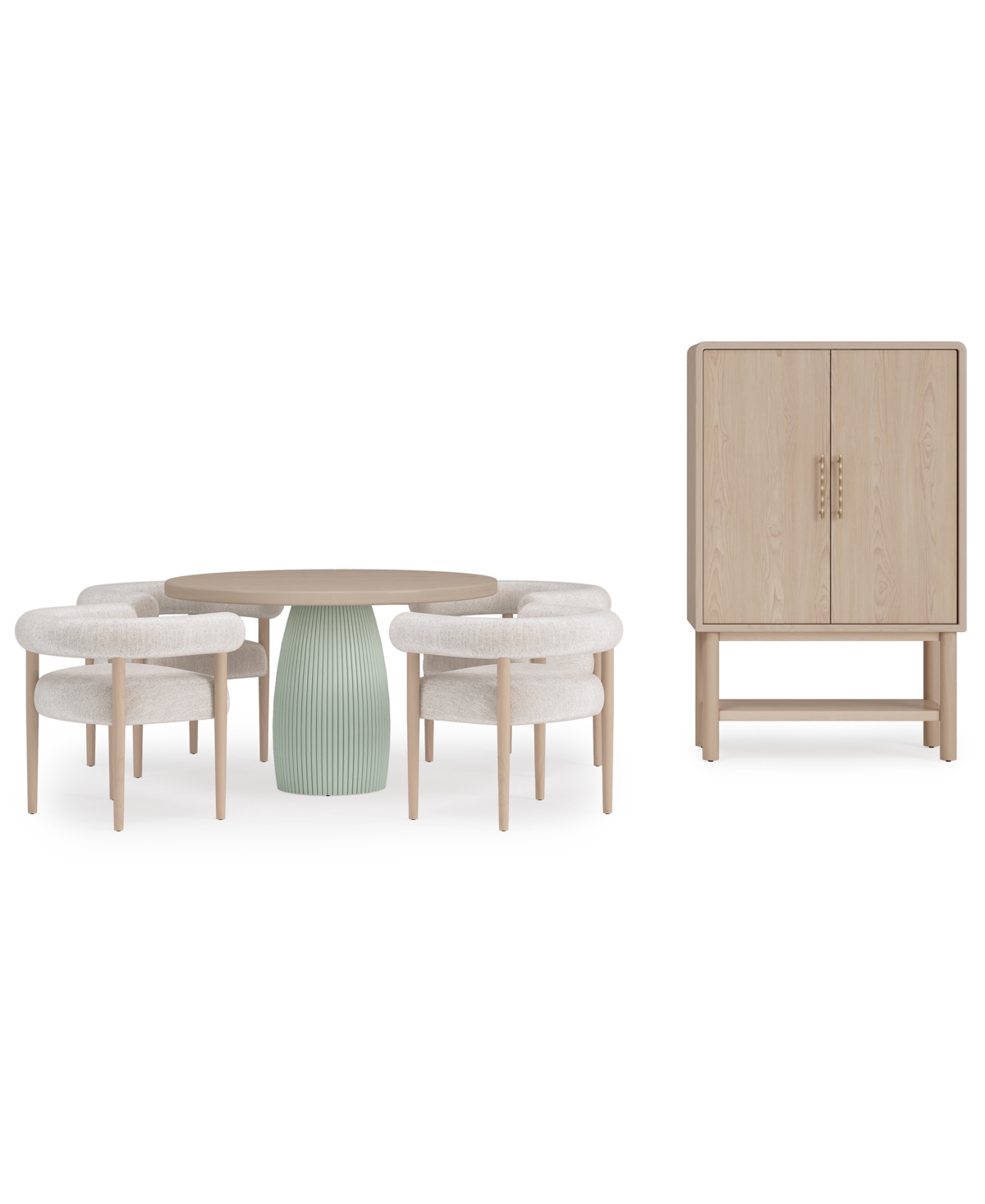 Macy's Lunare 5-pc. Dining Set (round Table & 4 Rolled Back Chairs), Created For  In Sand,jade