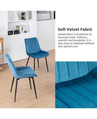   Set of 6 Tufted Velvet Upholstery, Metal Frame   Mid-Century Style, Upholstered Seat  Dining Side Chairs