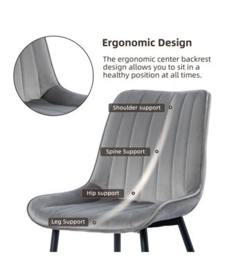   Set of 6 Tufted Velvet Upholstery, Metal Frame   Mid-Century Style, Upholstered Seat  Dining Side Chairs