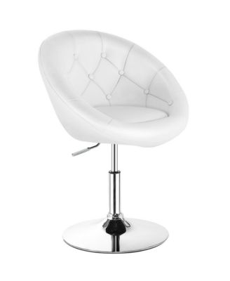 Set of 2 Swivel Bar Stools Height Adjustable Round Tufted Back Bar Chairs