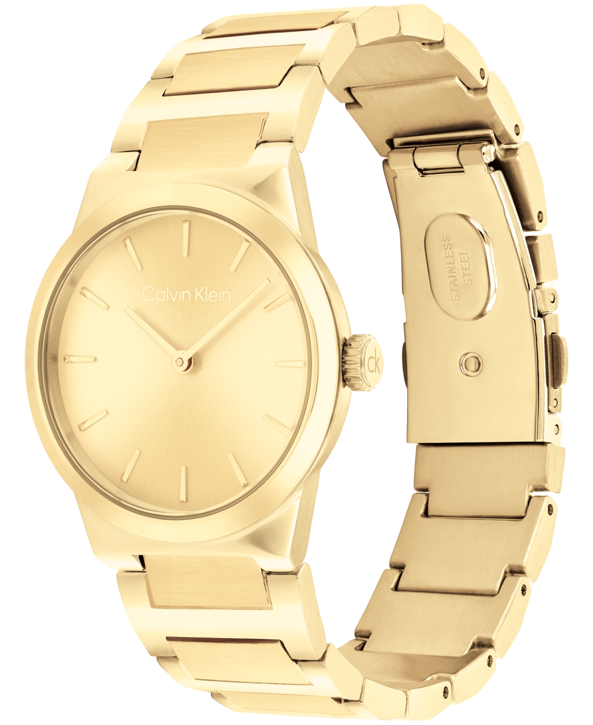 Calvin Klein Women's Minimalist Integrated Link Bracelet 32mm Watch In Gold Tone