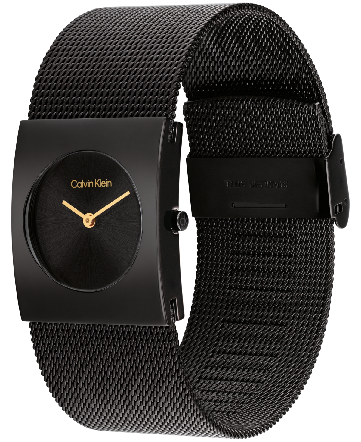 Calvin Klein Women's Ck Pulse Black Ionic Plated Mesh Bracelet Watch, 26.4mm In Black