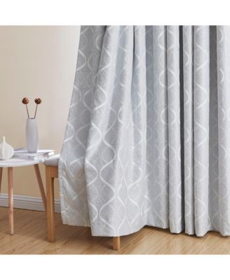 Versailles Lattice Flocked 100% Complete Blackout Thermal Insulated Window Curtain Grommet Panels, Energy Savings & Soundproof - Set of 2