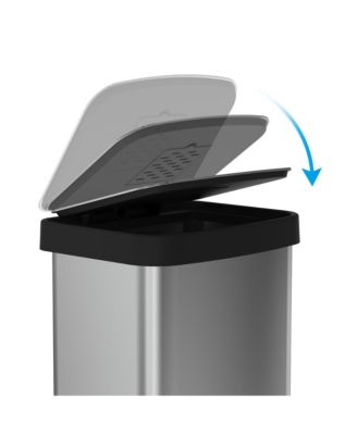 14.5 Gal./55 Liter Rectangle Step-On Stainless Steel Trash Can for Kitchen