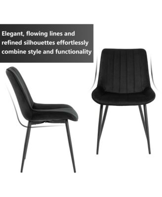  Set of 2  Tufted Velvet Upholstery, Metal Frame   Mid-Century Style, Upholstered Seat Dining Side Chairs