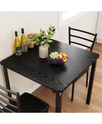 3 Piece Dining Table Set for 2 Metal Frame Wood Kitchen Table and 2 Chairs Small Dining Furniture Set for Small Space Apartment Dining Room