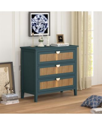 3 Drawer Cabinet, Rattan, American Furniture, Suitable for bedroom, living room, Study