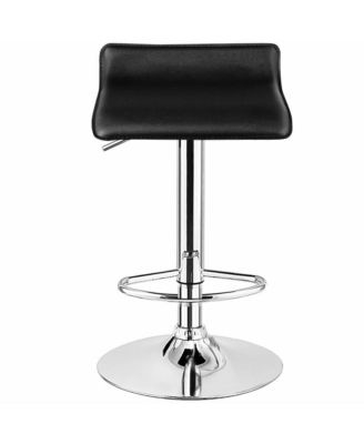 Set of 2 Swivel Bar Stool PU Leather Adjustable Kitchen Counter Bar Chairs Black