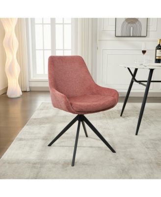 Linen Upholstered Swivel Side Chair, Mid Century Modern Dining Chairs with Metal Frame, Set of 1