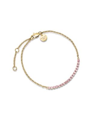 Tennis Bracelet In 14K Yellow Gold Plated Stainless Steel