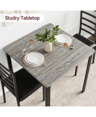 3 Piece Dining Table Set for 2 Metal Frame Wood Kitchen Table and 2 Chairs Small Dining Furniture Set for Small Space Apartment Dining Room