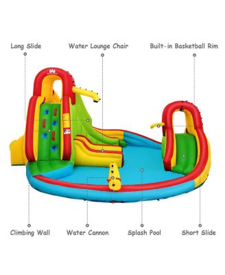 Inflatable Water Slide Park with Climbing Wall Water Cannon and Splash Pool