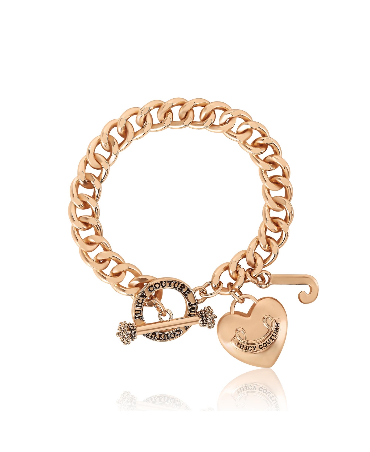 Toggle Bracelet with Heart Charm - Gold toggle