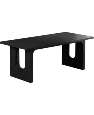 71" inch Wood Pedestal Base, Rectangular Long Modern Dining Table