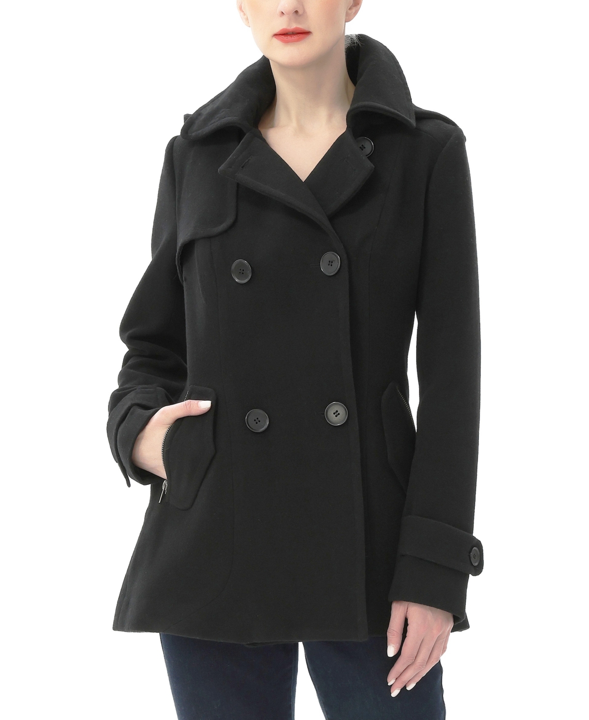 Women's Mira Wool Blend Hooded Pea Coat - Navy