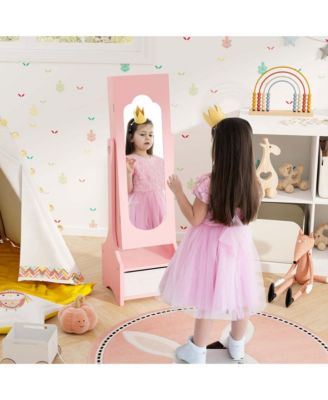 Kids Vanity Set Princess Makeup Dressing Table & Chair Set with Jewelry Armoire