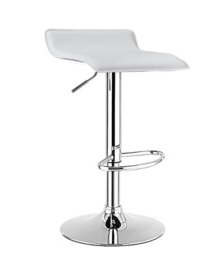 Set of 2 PU Leather Swivel Bar Stool Adjustable Kitchen Counter Bar Chairs White