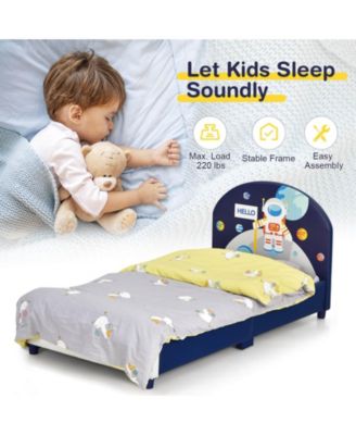 Kids Upholstered Platform Bed with Headboard and Footboard Design