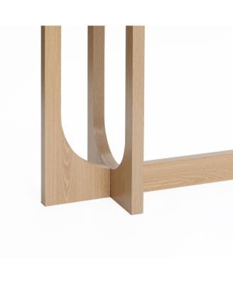 Natural Finish MDF Wood 47-Inch Long Oval Console Table