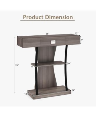 Console Table with Drawer and 2-Tier Shelves for Entryway Living Room