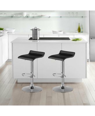 Set of 4 Swivel Bar Stool PU Leather Adjustable Kitchen Counter Bar Chairs Black