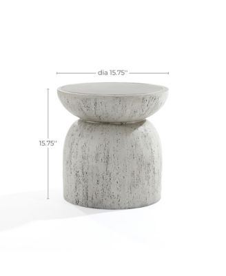 Rustic Indoors and Outdoors Round 15.75-Inch Tall MgO Side Table