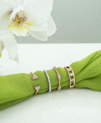 Diamond Tri-Cluster Narrow Stack Band (1/4 ct. t.w.) in 10k Gold, Created for Macy's