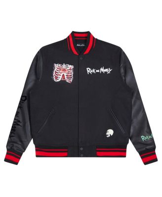 Men's Black Rick And Morty Anatomy Park Full-Zip Varsity Jacket