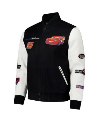 Men's Black/White Cars Radiator Full-Zip Varsity Jacket