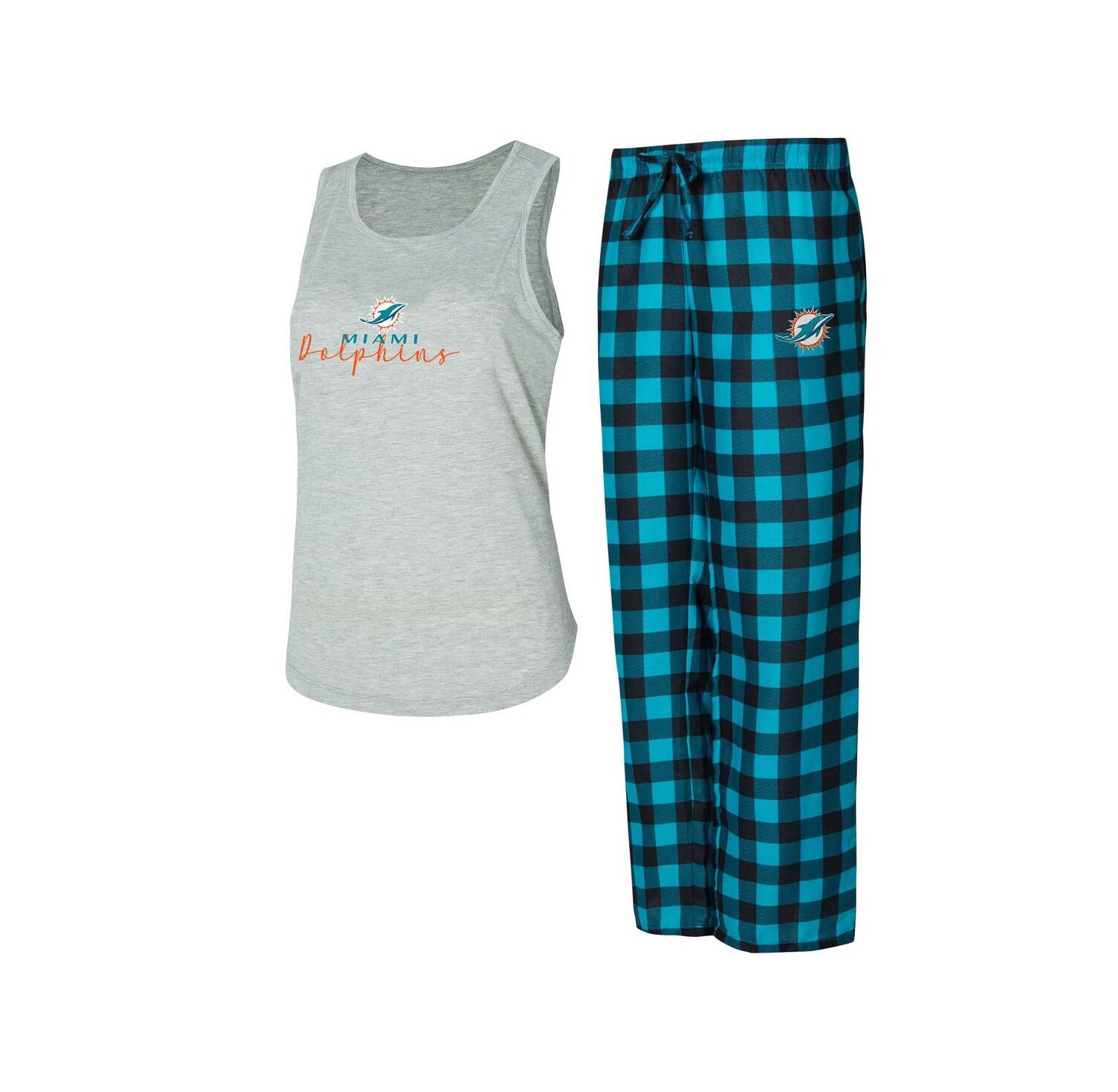Women's Gray/Aqua Miami Dolphins Petition Tank Top and Pants Sleep Set