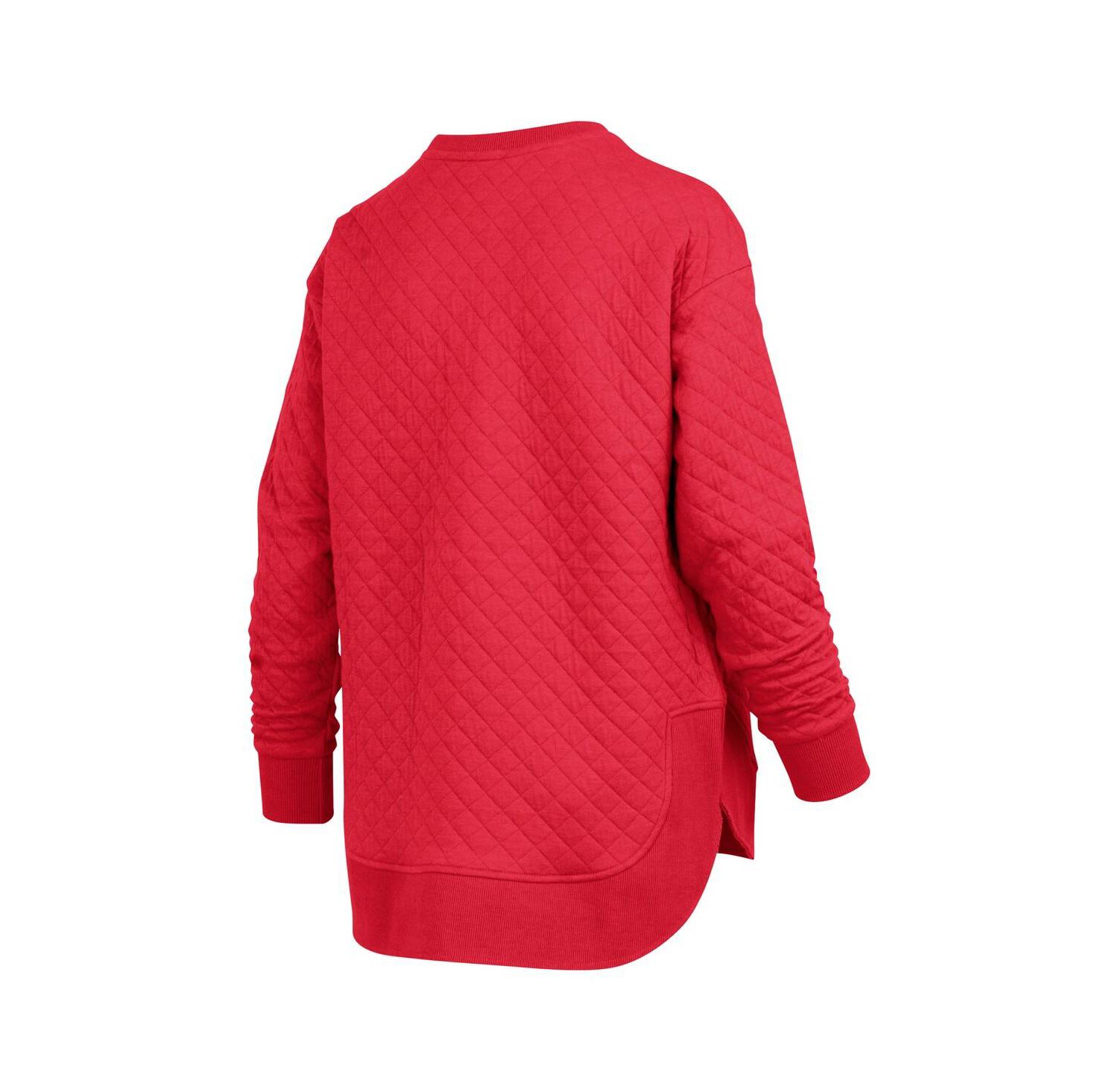 Women's Red Georgia Bulldogs Quilted Long Sleeve Pullover Sweatshirt