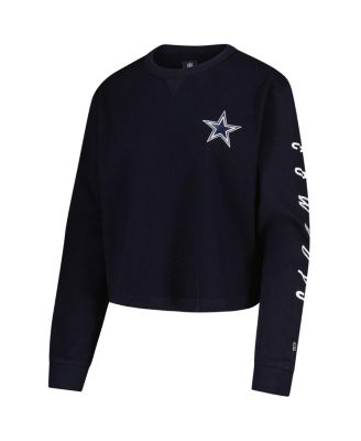 Women's Navy Dallas Cowboys Thermal Cropped Long Sleeve T-Shirt