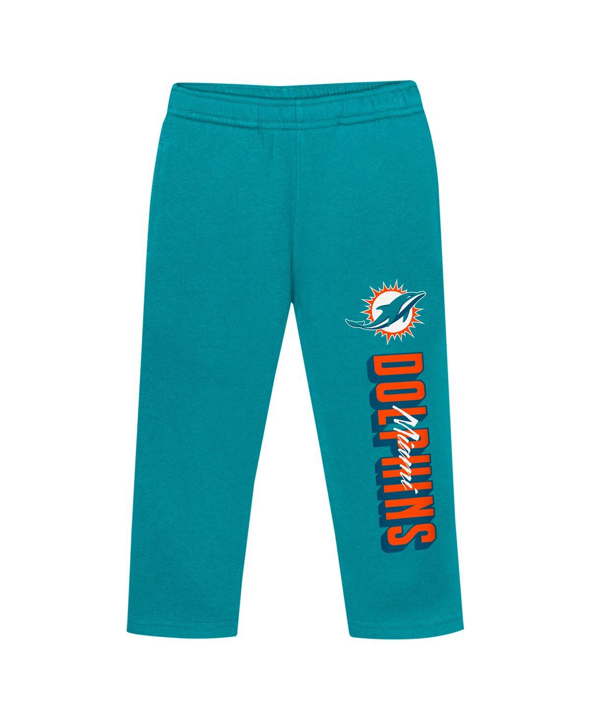 Outerstuff Toddler Miami Dolphins Coin Toss Pullover Fleece Hoodie Pants Set In Aqua