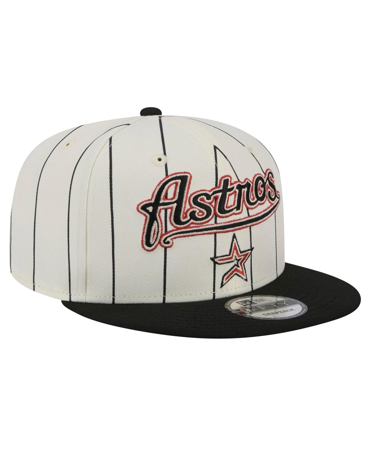 New Era Men's White Houston Astros Jersey Pinstripe 9fifty Snapback Hat In Cream
