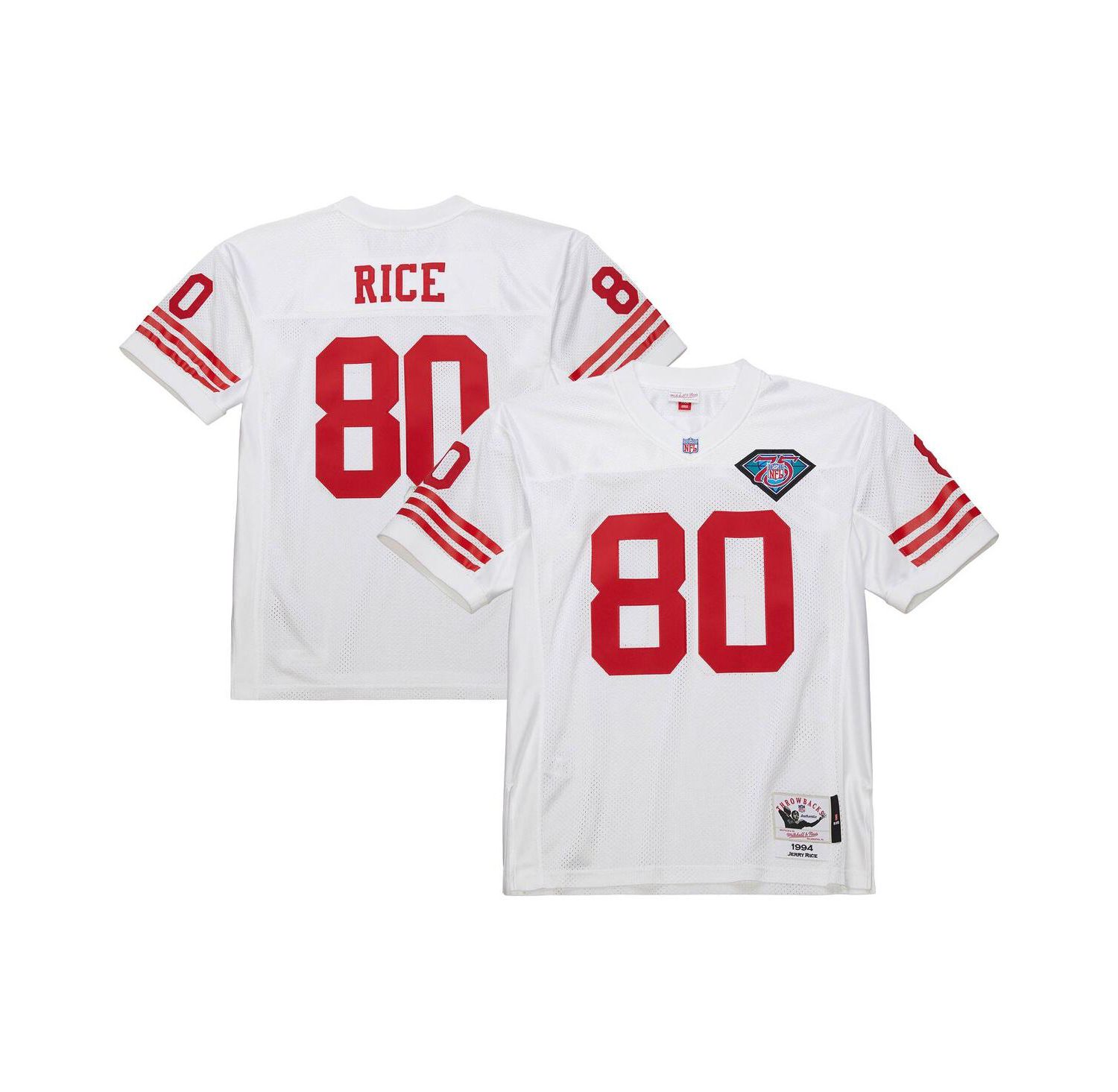 Men's Jerry Rice White San Francisco 49ers 1994 Authentic Throwback Retired Player Jersey
