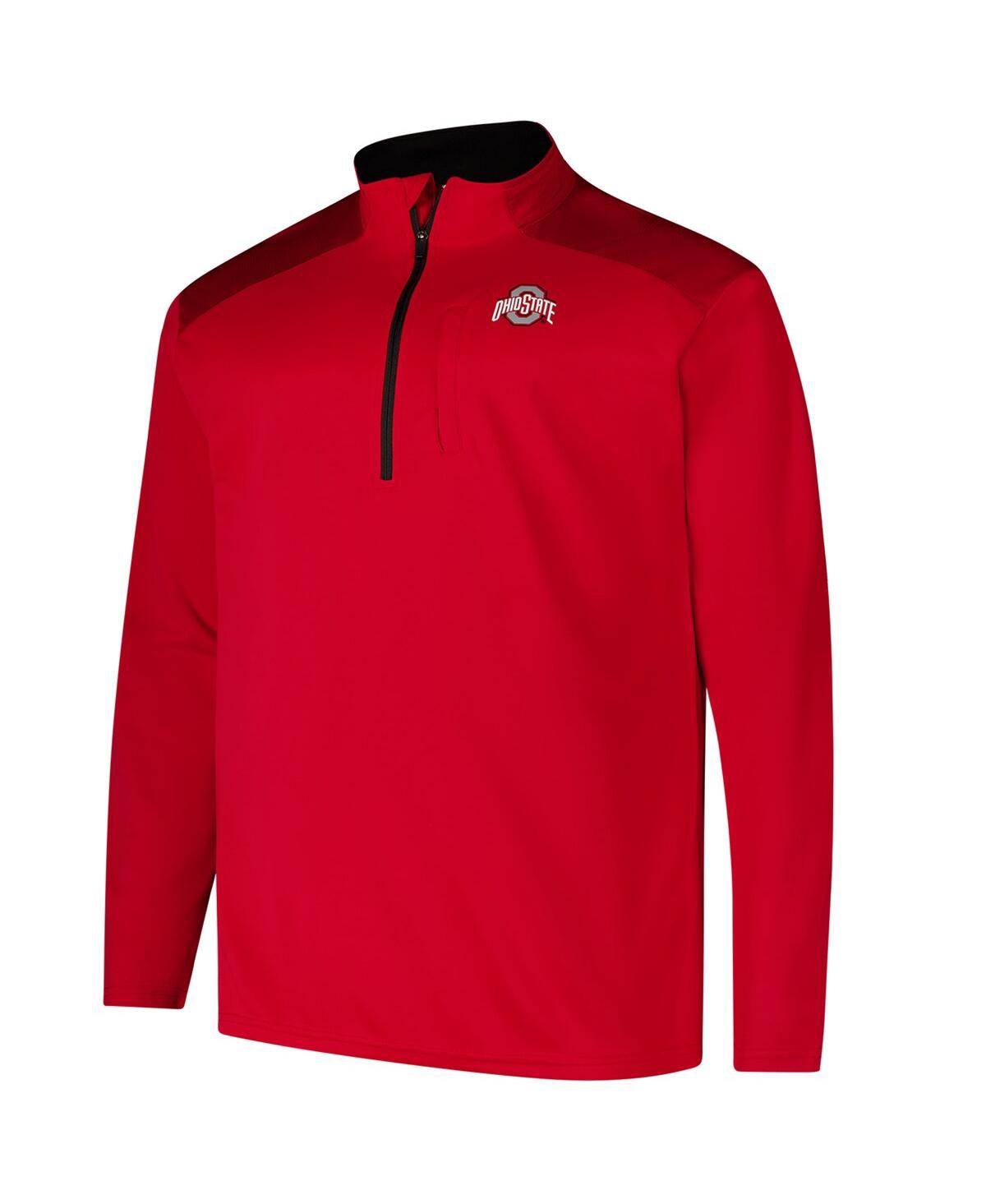 Fanatics Men's Scarlet Ohio State Buckeyes Big Tall Defender Quarter-zip Top In Scarlet