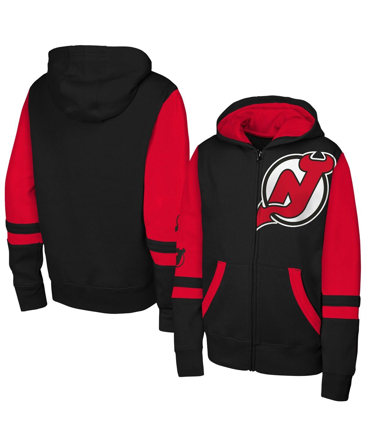 Outerstuff Big Boys And Girls Black New Jersey Devils Face Off Full-zip Hoodie In Black