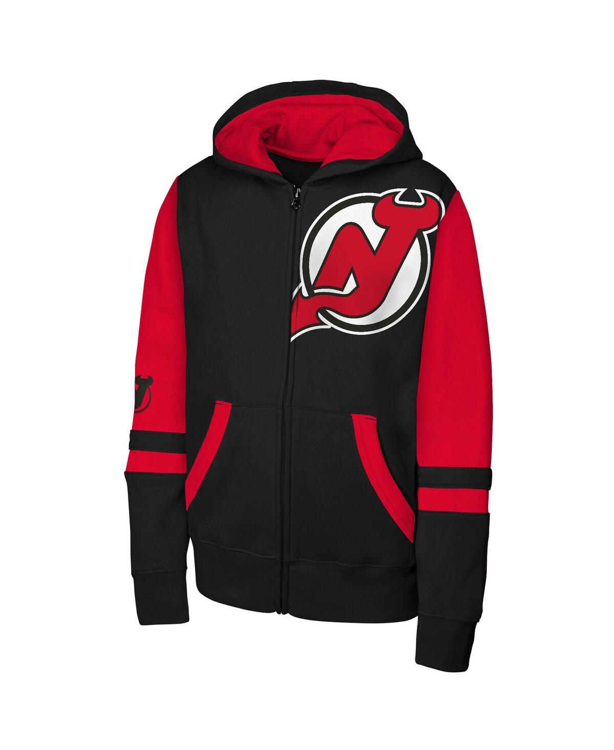 Outerstuff Big Boys And Girls Black New Jersey Devils Face Off Full-zip Hoodie In Black