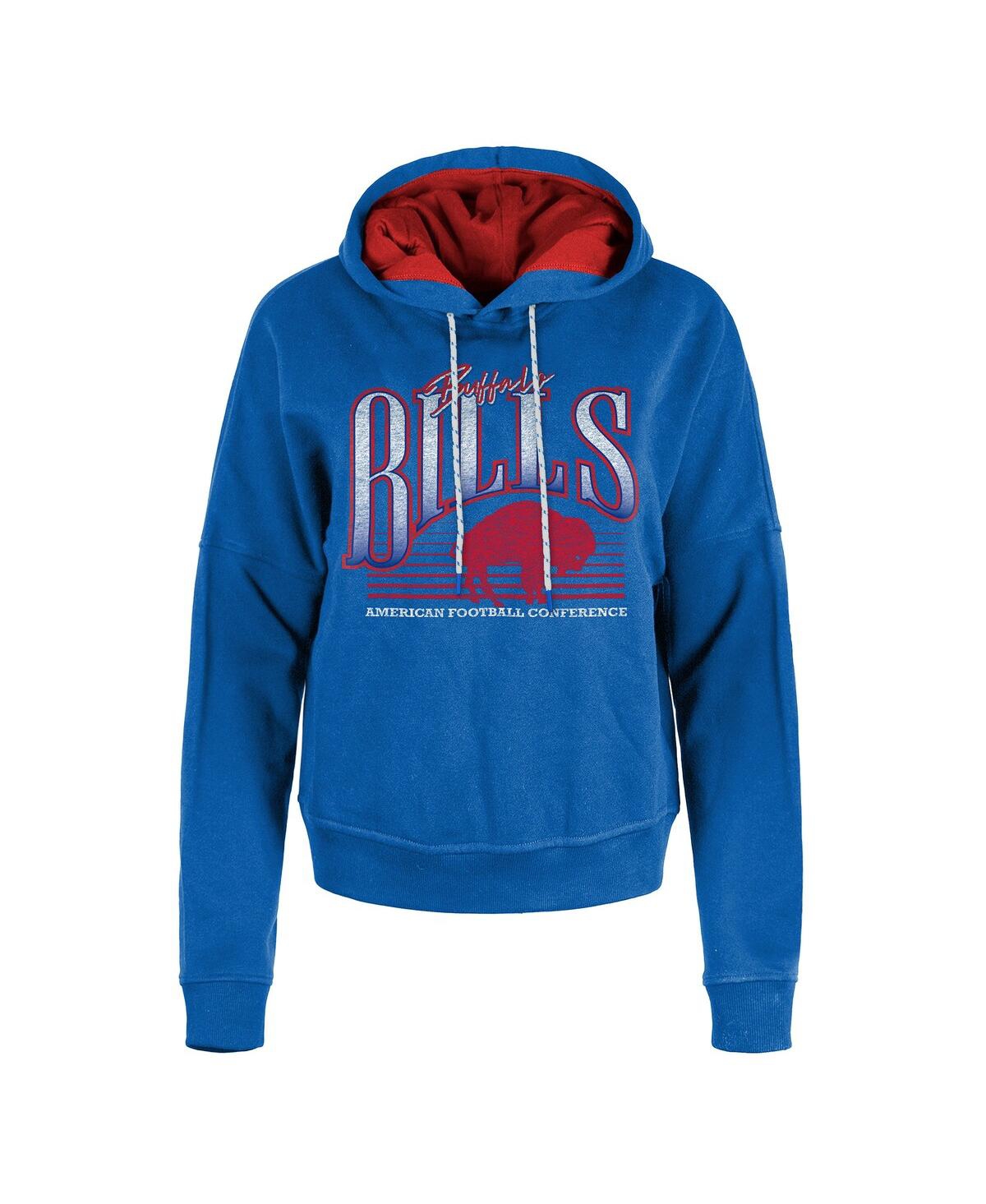 NEW ERA WOMEN'S ROYAL BUFFALO BILLS THROWBACK BOXY PULLOVER HOODIE 