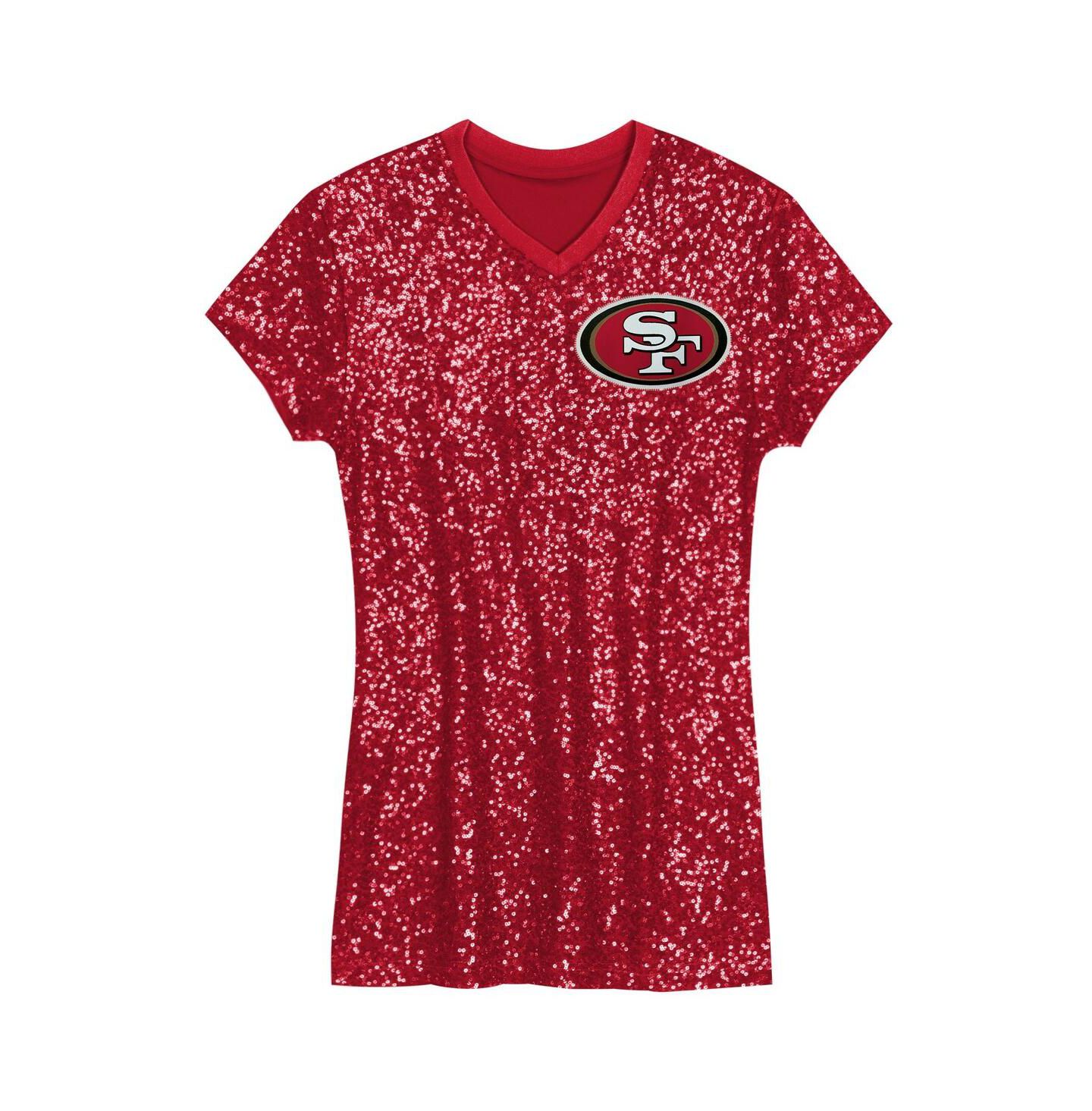 Платье Outerstuff Christian McCaffrey Scarlet San Francisco 49ers Sequin Player Name & Number V-Neck Dress для девочек — фото 3
