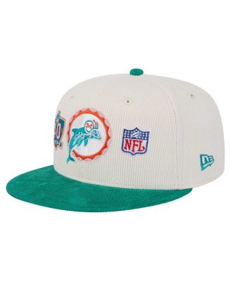Men's Cream/Aqua Miami Dolphins Throwback Corduroy 59FIFTY Fitted Hat
