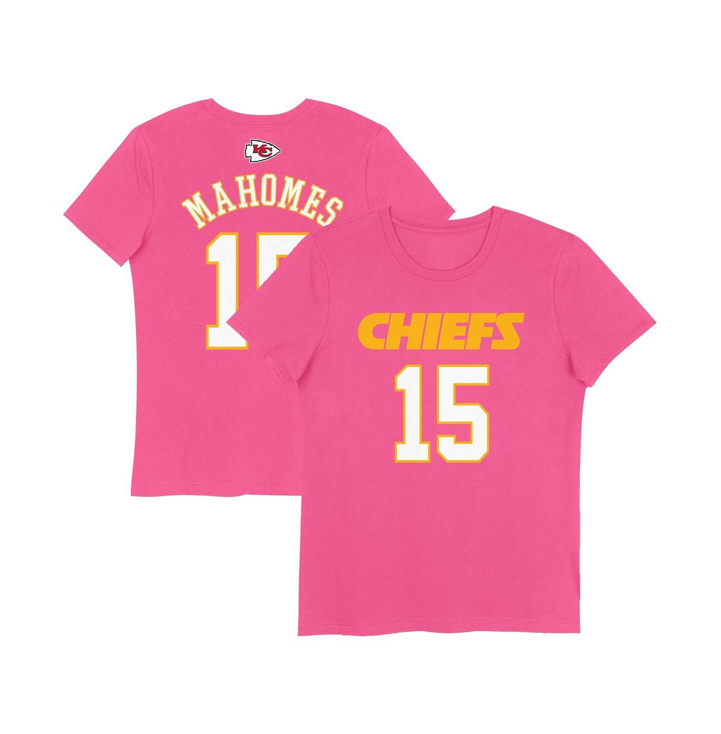 Футболка Nike Patrick Mahomes Pink Kansas City Chiefs Player Name & Number T-Shirt для девочек — фото 1