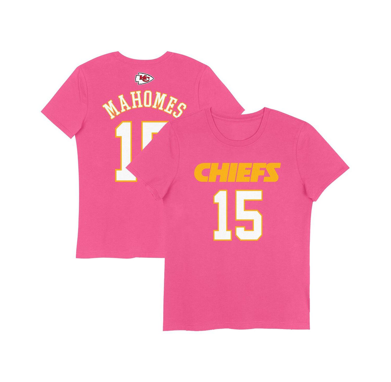 Big Girls Patrick Mahomes Pink Kansas City Chiefs Player Name & Number T-Shirt