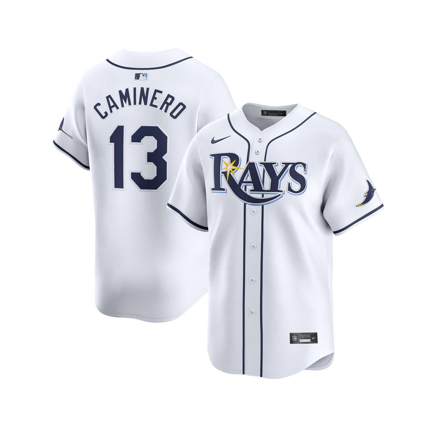 Big Boys and Girls Junior Caminero White Tampa Bay Rays Home Limited Player Jersey