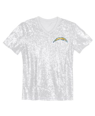 Big Girls Justin Herbert Powder Blue Los Angeles Chargers Sequin V-Neck Fashion Jersey