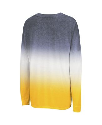 Women's Navy West Virginia Mountaineers Winkle Dip Dye Long Sleeve T-Shirt