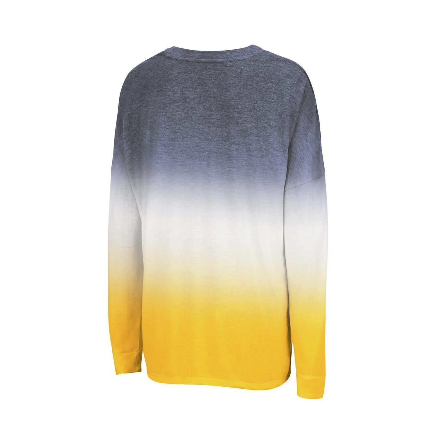 Женская футболка Colosseum Navy West Virginia Mountaineers Winkle Dip Dye Long Sleeve — фото 2