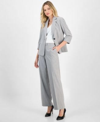 Womens Mid Rise Pants Pinstriped Blazer