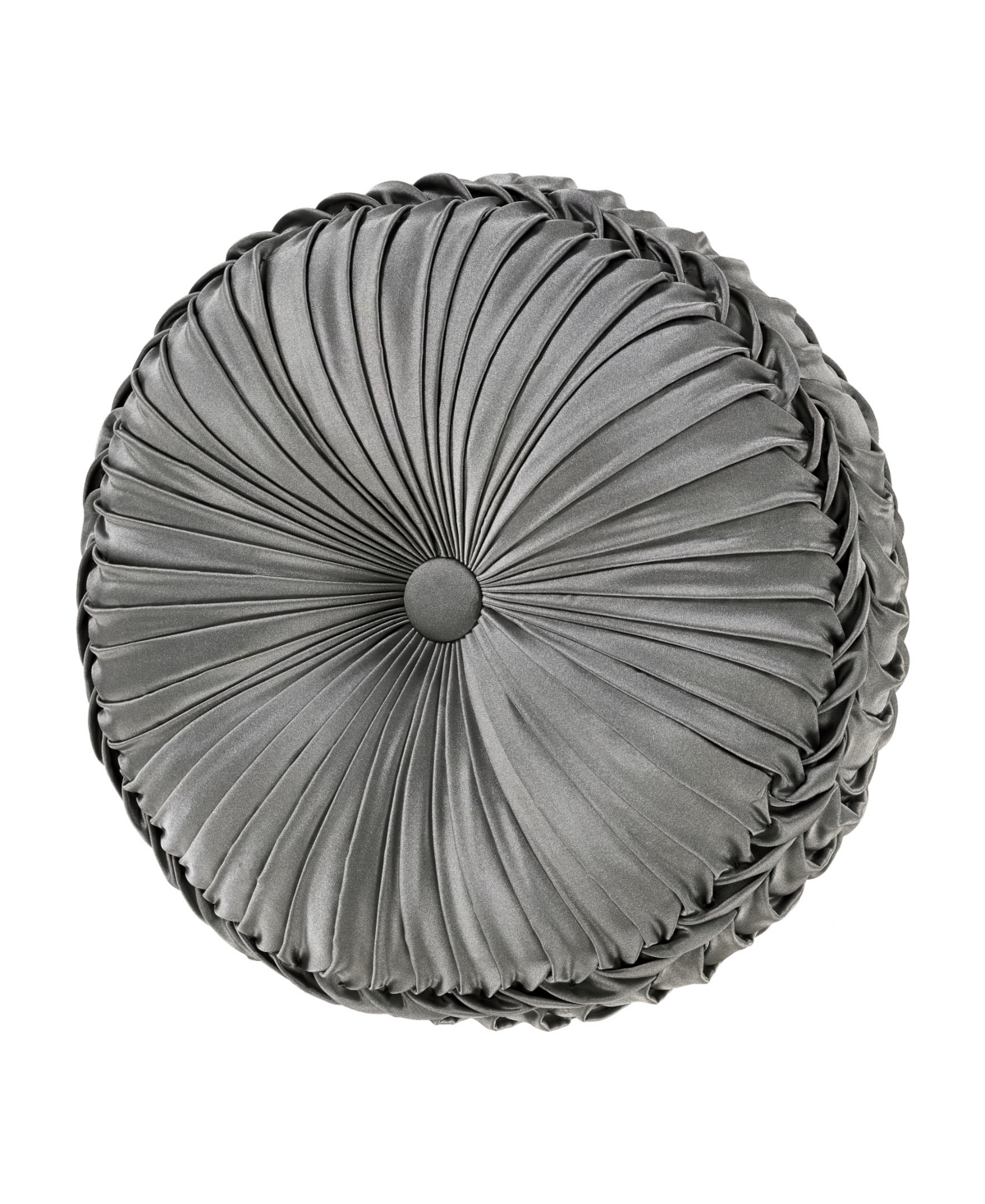J Queen New York Bolero Tufted Decorative Pillow, 15" Round In Silver